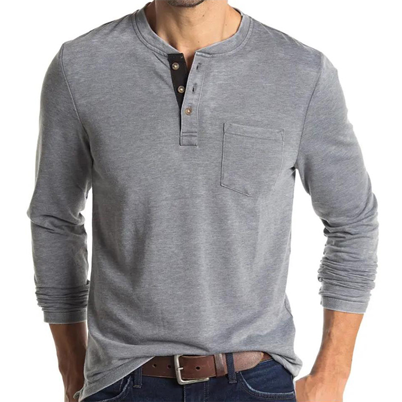 Undershirt Crew Neck - Men's Long Sleeve Henley Style T