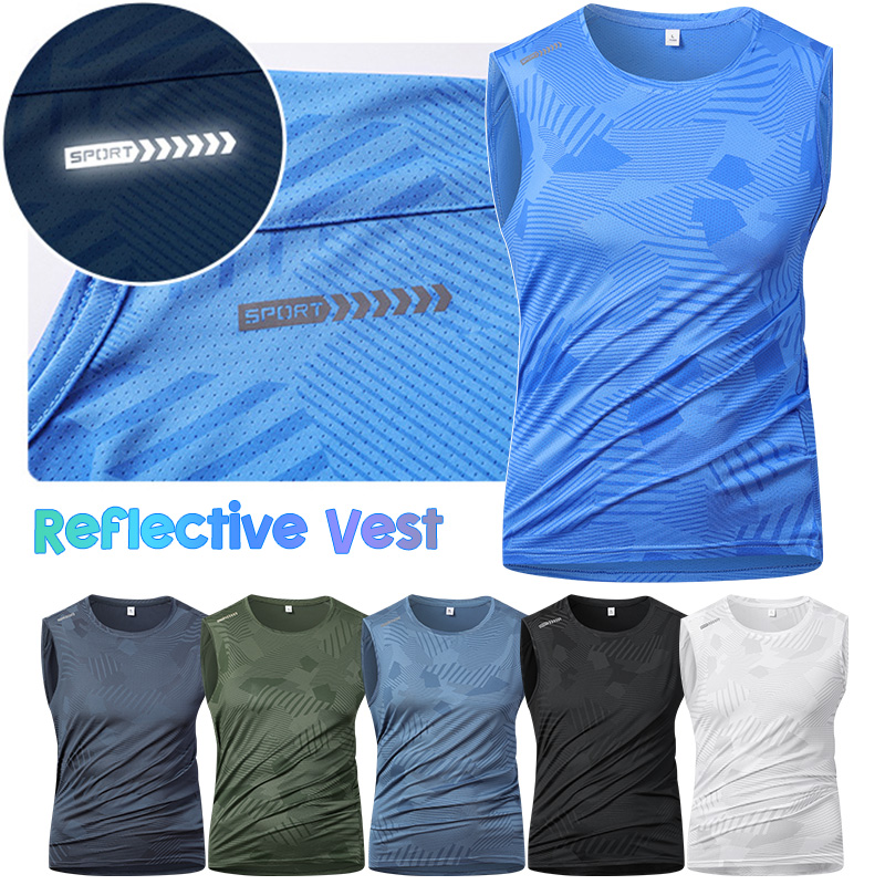 Sleeveless Undershirt - Man Running Reflective Vest Summer Breathable