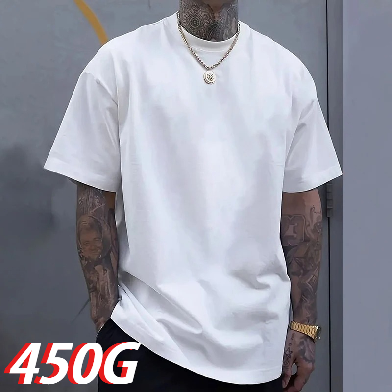 Undershirt Crew Neck - Black 450g Heavyweight Cotton Double Yarn