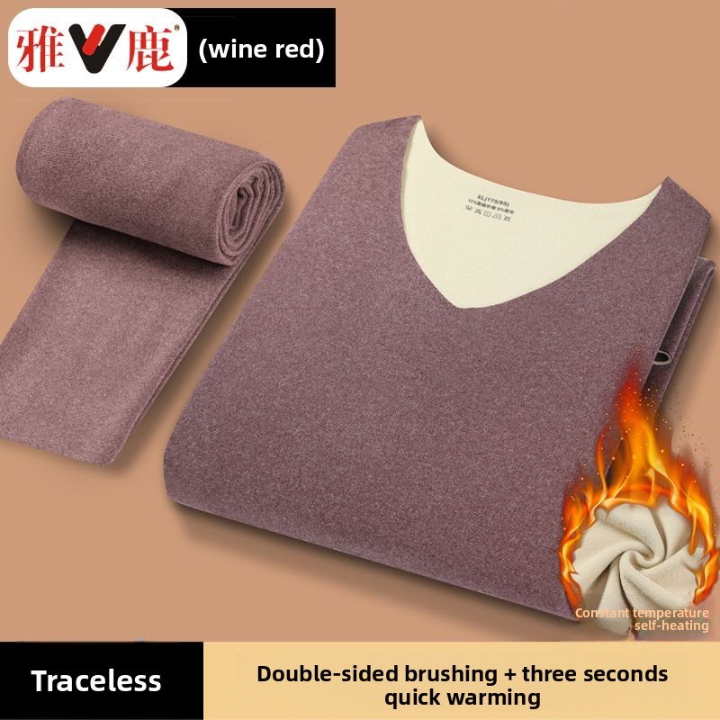 Thermal Long John - V-neck Seamless Thermal Underwear Set Men's
