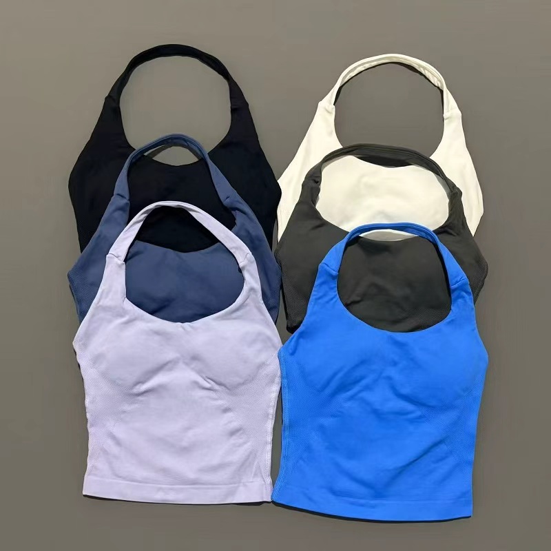 Suspender Tank Top - Sports Gym Halter Top Woman Seamless