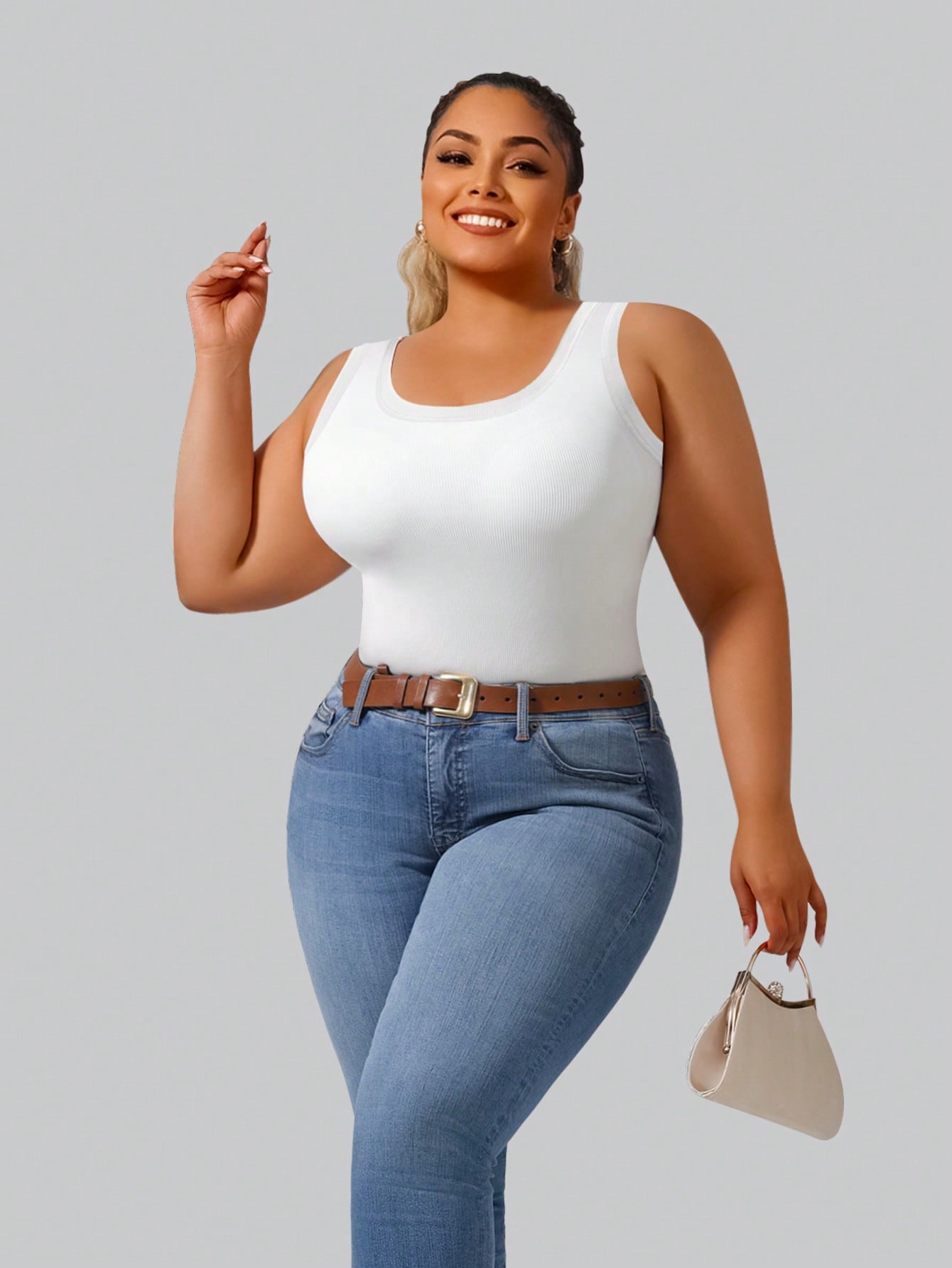 Plus Size Women's Solid Ribbed - огляд і ціна Tank Top Ribbed