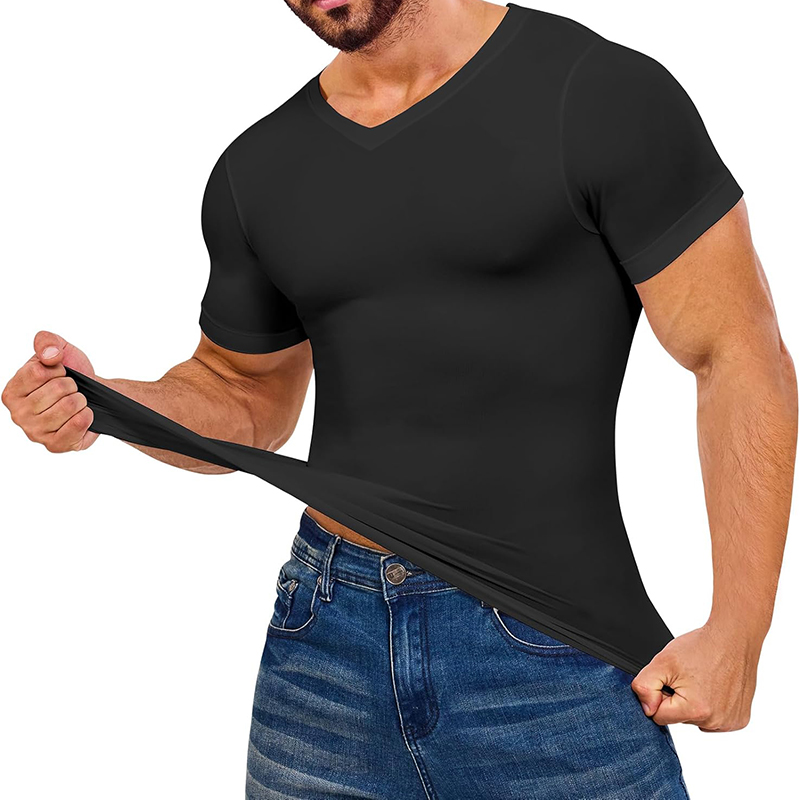 Men V Neck Compression Shirts  - огляд і ціна Undershirt Crew Neck